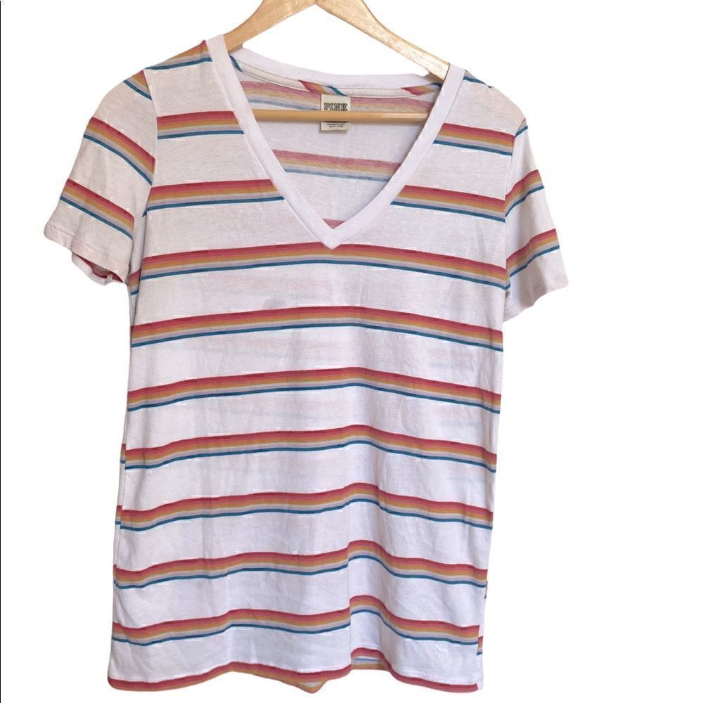 Pink Victorias Secret Striped T-shirt Top Small